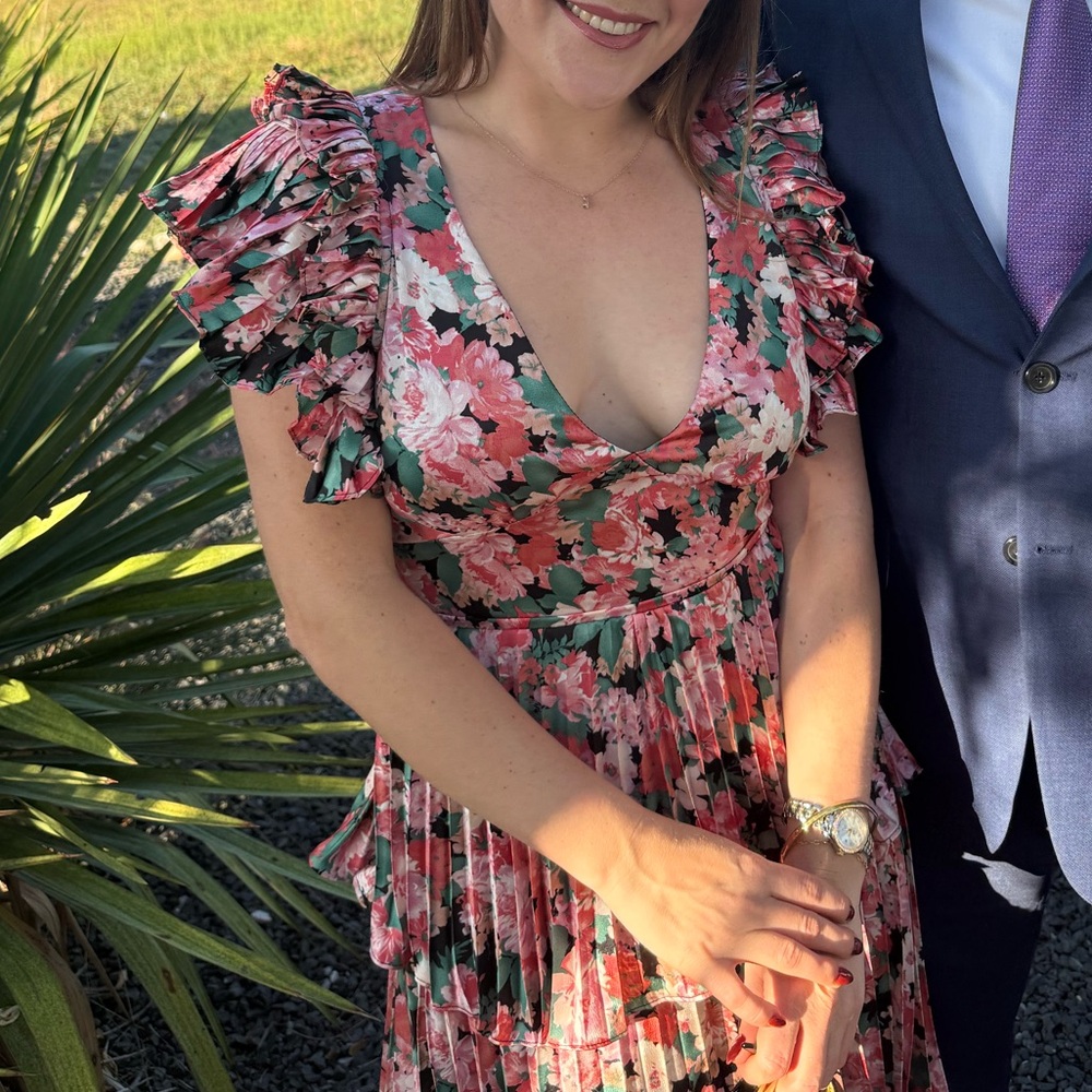 Lulu's Floral Ruffle Sleeve Dress